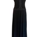 Laundry by Shelli Segal  Black Ruched Beaded Women Size 4 Formal Maxi Dress Gown Photo 0