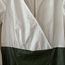 Krass&co NWT NY &  White and Faux Green Leather Pencil Dress with Ruffle Sleeves XS Photo 8