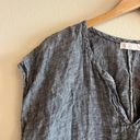 CP Shades  Gray Linen Split Neck Short Sleeve Tunic Blouse L Photo 2