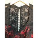 Lee Mari  Black Red Evening Gown Lace Overlay Sleeveless V-Neck Photo 8