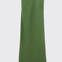 ZARA Linen Blended Ruched Dress Dark Sage Green Photo 4