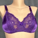 Second Skin Vintage Lilyette Bra 34C  Satin Sheer Lace Purple Unlined 878 USA Photo 1