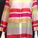 Coldwater Creek NEW NWT  Cotton Silk Stripe Shirt Pink 3/4 Sleeve Button Down MED Photo 0