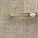 The Bar Vintage Faux Pearl Brooch Pin Gold Tone Victorian Revival Art Deco Photo 8