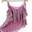 Rebecca Minkoff 🍃SIZE MEDIUM 🍃PINK TIERED ATLAS SEMI SHEER RUFFLED CAMI TANK Photo 8