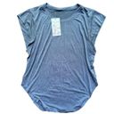 Halara NEW  Round Neck Curved Hem Yoga Sports Top Blue Large Photo 5