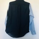 J Brand  Blue/White Pinstripe Button Down Blouse- Size Small Photo 3