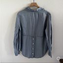 XCVI  Blue Gray 100% Linen Long Sleeve Top Boho Lagenlook Coastal Small Photo 1