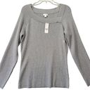 New York & Co. NY&C Women Sweater Size L Gray Glittery Silver Preppy Long Sleeve Metallic Knit Photo 0