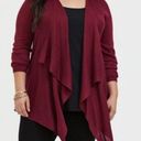 Torrid  00 Plus Size Cardigan Drape Front Sweater Burgundy Red Open Lightweight Photo 0