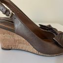 Clarks Cork Wedge Open For Bow Bronze Front Leather Heel Photo 1