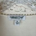 Coldwater Creek  Womens Cardigan Sweater Cream Ivory Crochet Long Sleeve Sz Med Photo 2