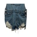 Women's Medium Distressed Overall Bib Shorts NWT Light Denim​ Blue Size undefined Photo 1