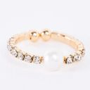 Boutique Rhinestone Pearl Detail Gold Band Stretchy Ring Photo 0