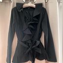 Apt. 9  Black Ruffled Belted Tie Jacket Size Small Photo 0