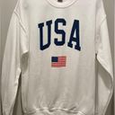 Gildan NWOT  White USA American Flag Patriotic Crewneck Sweater Sweatshirt - M Photo 6