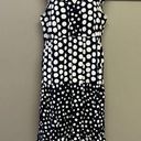 Loft  Navy White Polka Dot V-Neck Ruffled Flowy MIDI Dress- Medium Photo 0