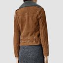 All Saints Plait Western Biker Suede Jacket Size 2 US Brown Goat Photo 2