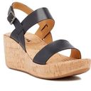 Kork-Ease  Black Leather Strap Cork Wedge Sandals Size 7 Photo 0