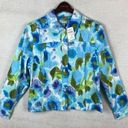 Coldwater Creek Coldwater‎ Creek Womens XL 18 Button Jacket Watercolor Blue Floral Stretch Denim Photo 0