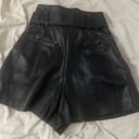 ZARA Oversized Faux Leather Shorts With Tie- Photo 0