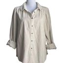 The Loft  Corduroy Long Sleeved Button Down Shirt Peter Pan Collar Puff Sleeve SZ L Photo 0