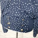 Carmen Marc Valvo  Navy Blue Polka Dot Puff Sleeve Blouse Size Small Photo 2