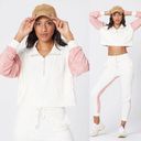 l*space L* Best Life Crop Pullover Half Zip TerryCloth Pink Ivory Top NEW Sz XS Photo 1