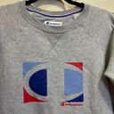 Champion Women’s  crew neck sweatshirt gray logo graphic size small Photo 1