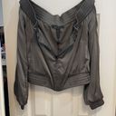 *NEW* BCBG MAXAZRIA off the shoulder olive green cropped bomber jacket Photo 2