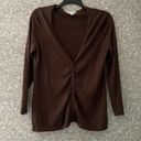 Coldwater Creek  Brown Silk Blend Gathered Cardigan Sweater - Size Large (14-16) Photo 0