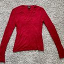 BCBG Maxazria Long Sleeve Knit Sweater Pullover V-neck Red Size L Photo 0