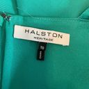 Halston Heritage 𝅺Halston Clover Green Heritage Split Neck Flare Cocktail Dress Photo 3