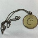 Anthropologie  Brushed Gold Initial Disk Necklace Letter C Photo 2