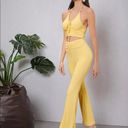 SheIn Yellow Crop Top pants set Photo 3