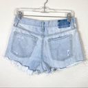 Aeropostale  Light Wash Distressed Denim Lace Hem Cheeky Shorts Photo 2