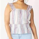 Draper James sleeveless smocked peplum waist striped cotton top size large Photo 0