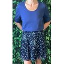 Banana Republic Navy Blue Floral Pleated A-Line  Skirt Size 10 Photo 1