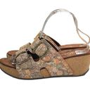 White Mountain  Chandler Platform Wedge Sandals Floral Leather Footbeds size 9.5 Photo 0