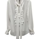 Yoana Baraschi  Ruffle Tie Long Sleeve Sheer Blouse White Size Small Photo 0