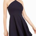 Sequin Hearts Lace Back Navy Halter Mini Dress Photo 3