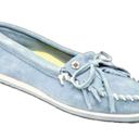 Minnetonka  Kilty Plus light blue suede leather moccasins size 7.5 slip ons Photo 0