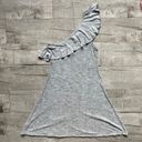 American Eagle  Outfitters Gray Ribbed One Shoulder Ruffle Hem Lightweight Dress Photo 7