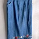 Denim & Co  Retro Embroidered Pencil Skirt 37” Long with Pockets 1X Photo 0