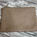 Unbranded Faux Leather Woven Design Zippered Bag Perfect for Laptop Brown Slim Photo 0