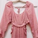 Rahi Pink Gold Side Cutout Tiered Ruffle Dress Midi Metallic Polka Dots Bohemian Size XS Photo 1