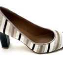 Talbots  Striped Taupe & Black Textile/Leather Slip On Heels Pumps Photo 0