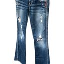 Silver Jeans Frances Flare Dark Wash Distressed Faded 28 x 31 Photo 5