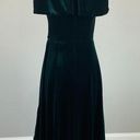 XScape  Women's Cocktail Dress Size 10 Green Velvet Off the Shoulder High Low Hem Photo 3