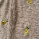 Merona  Pineapple Embroidered V-Neck T-Shirt Heather Grey / Yellow / Green XL Photo 2